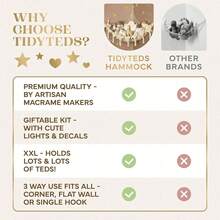 Hamaca de almacenamiento de juguetes de peluche - Estantería de decoración de peluche con borlas grandes - Red colgante de peluche linda, adecuada para la habitación de los niños, el dormitorio y la decoración de la habitación - Multicolor - Ver 4