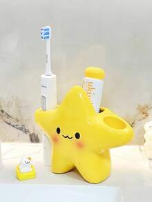 1个INS风格星星笑脸牙刷架，可爱卡通浴室台面牙刷牙膏收纳架，时尚 - 彩色 - 查看 6
