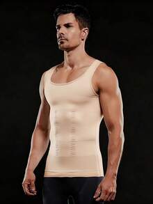 Men's Compression Vest Shapewear, Sleeveless Breathable Fitness Workout Tummy Control Undershirt - Apricot - View 2