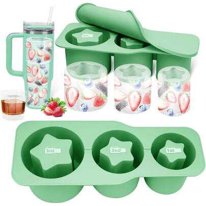 1 pieza Molde de cubitos de hielo pentagonal, apto para vasos de 30-40 onzas, de silicona reutilizable con tapa - Adecuado para whisky, cócteles, café y bebidas frías, regalo único de verano para la nevera