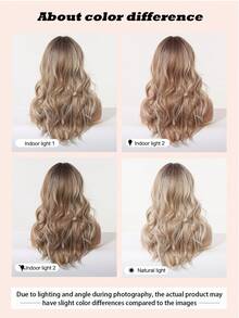 Tóc giả xoăn dài 20 inch màu nâu ombre có mái, kiểu dáng thanh lịch và thời trang dành cho nữ, tóc giả tổng hợp chịu nhiệt được sản xuất bằng máy, phù hợp cho cả sử dụng hàng ngày và các dịp lễ hội, món quà lý tưởng cho các cô gái trong dịp lễ. - Màu nâu ombre - Xem 10
