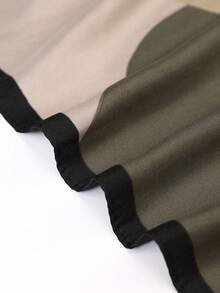 1条女士撞色几何印花方形真丝围巾，优雅领巾头巾缎面发饰，沙滩、假日 - 彩色 - 查看 7