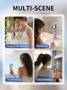 AOYI 1pc Rechargeable Digital Display Handheld Mini Fan With 100 Adjustable Speeds, Ice Cooling Function, Long Battery Life, Comes With USB Charging Cable - Multicolor - View 12