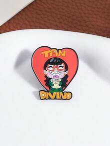 1个Q版卡通女孩“Tan Divino”珐琅徽章，自我关爱徽章，金属胸针，时尚翻领徽章，背包衣服首饰包别针，毕业礼物佳品 - 彩色 - 查看 5
