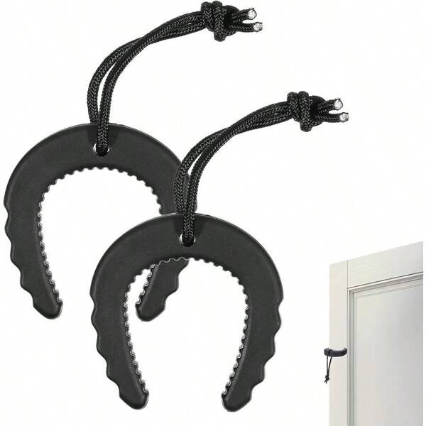 2 Pcs First Responder Door Stops, Practical Doors Stopper Black Door Jam With Nylon Cord Doors Stop Home Office Services Law Enforcement Firefighter Accessories