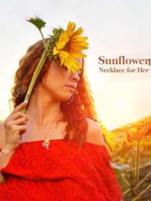 A Fashionable And Simple Sunflower Heart-Shaped Necklace With Rhinestones As A Mother's Day Gift - Sunflower - View 4