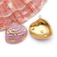 2 chiếc mặt dây chuyền hình vỏ sò bằng thép không gỉ tráng men, mặt dây chuyền kim loại hình vỏ sò màu vàng, thích hợp làm vòng tay, móc khóa, trang sức thủ công. - Nhiều màu - Xem 11