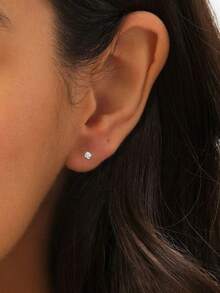 1 chiếc khuyên tai hình môi bằng bạc sterling 925 đính đá Zirconia, trang sức xỏ khuyên cơ thể thanh lịch, cá nhân hóa, quà tặng cho phụ nữ. - Bạc - Xem 4
