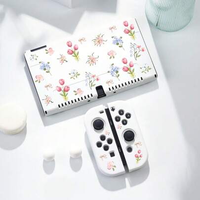 适用于 2 (2025) 的花卉图案保护套（1 件），兼容 Switch 2/Switch OLED/Switch NS/Lite，新一代 Switch 第二代游戏配件，送给 Switch 玩家的最佳礼物