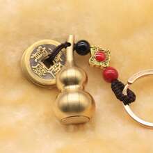 1个/2个风水招财葫芦吊坠（金属葫芦配5枚铜钱），寓意吉祥，带来健康、成功、宁静和财富，适用于汽车、家具、包包、家居、办公室等多种场合。 - 多色 - 查看 6