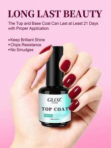 GLOZ Gel Nail Polish Top Coat - No-Wipe Top Coat, High Gloss Long-Lasting Gel Top Coat Suitable For Clear Nail Gel And Acrylic Nails, Suitable For Home DIY And Nail Salon - 無色 - 查看 2