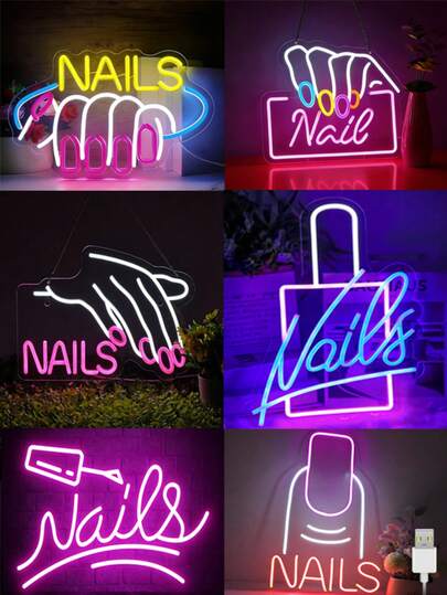 Biển hiệu đèn neon nghệ thuật làm móng, biển hiệu tiệm nail, trang trí tường cho tiệm làm đẹp, quầy nail, studio, trang trí chào mừng thương mại, tranh trang trí tường cho salon.
