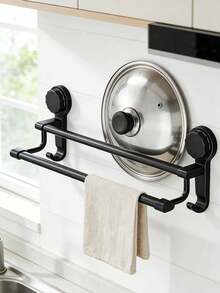 Giá treo khăn hai tầng gắn tường không cần khoan, có giác hút - Thanh treo khăn phòng tắm màu đen chắc chắn, tiết kiệm không gian, đựng được khăn tắm, áo choàng và dép (Lắp đặt dễ dàng, thiết kế hiện đại) - Nhiều màu - Xem 4