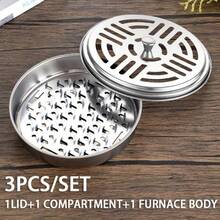 3pcs Stainless Steel Mosquito Coil Trays, Portable Mosquito Coil Box With Lid And Handle, Compact Design Suitable For Indoor And Outdoor, Mosquito Repellent - Multicolor - View 2