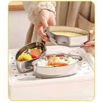Fächerförmiger Dampfgarer, Edelstahl 304 | 15,5 x 4,5 cm | Lebensmittelecht | Separate Fächer für Dampfgarer und Reiskocher | 3-teiliges Küchenhelfer-Set