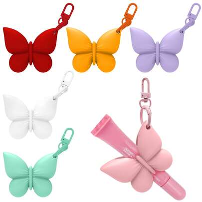 1 chiếc hộp đựng son môi bằng silicon, móc khóa son bóng, hộp đựng son môi silicon dạng móc khóa tiện dụng, phụ kiện trang trí túi xách.