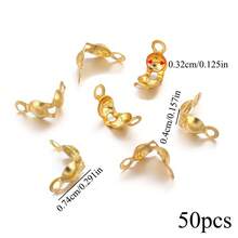 50颗不锈钢珠子、螺旋环和连接器，用于DIY项链、手链和珠宝制作 - 金色 - 查看 6