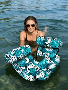 1pc Inflatable Floating Chair, Tropical Rainforest Leaf Design, With Armrests And Backrest, Suitable For Swimming Pool, Beach, Water, Resting Seat, Inflatable Floating Device. Inflation Pump Needs To Be Purchased Separately. - Leaf Floating Chair - View 9