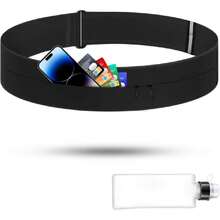 Cangurera para Correr con Botella de Agua 330ml - 2 Tallas Ajustables Cangurera Deportiva, Impermeable Riñonera para Correr, Gimnasio, Senderismo (S/M(Cintura 60-80cm), Negro),43462462 - Blanco y Negro - Ver 1