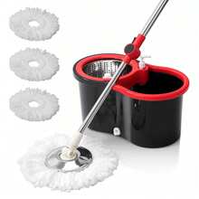 BN BY NEE This Spinning Mop And Bucket Set With A Water Filter Is Perfect For Bathroom Use. It Includes A 360° Rotating Mop Bucket System, Three Microfiber Mop Replacement Heads, And A 61-Inch Adjustable Stainless Steel Handle For Effective Floor Cleaning. - 黑色升級1 - 查看 7