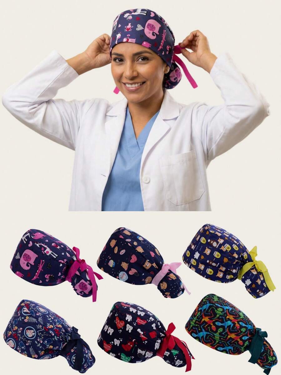 Adjustable Work Cap With Button And Sweatband, Unisex, Suitable For Ponytail And Long Hair (High-End Digital Printing) - Multicolor - View 1