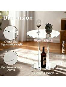 1 Juego de Mesa de Centro de Acrílico, Fácil de Ensamblar y Desarmar, Mesa Auxiliar Adecuada para Dormitorio, Sala de Estar, Cafetería - Multicolor - Ver 4