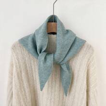 1pc Solid Color Knitted Triangular Scarf, Women Headscarf Shawl Wrap, Warm Autumn/Winter Accessory - Multicolor - View 11