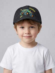 Gorra de béisbol de mezclilla para niños de 2 a 4 años, con diseño bordado exquisito de coche monstruo, transpirable y cómoda, adecuada para jardín de infantes/escuela/viajes y talla grande ocasiones! - 1PC - Ver 13