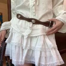1pc Coffee Color Women's PU Leather Personalized Rivet Retro Bohemian Belt - Coffee - View 7