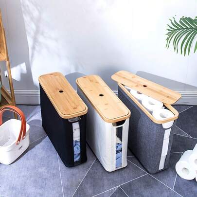 9-Roll Capacity Bathroom Toilet Paper Holder With Lid - Ultimate Bathroom Storage Solution, Can Be Placed Independently, Fits Large Toilet Paper Rolls, With Handle, Suitable For RV, Car Trunk, Office, Bathroom, Tissue Box, Multifunctional Home Storage Box, Flexible Storage For Clothes, Underwear, Socks