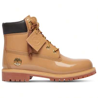 Timberland Premium 6" Waterproof Patent Leather Boots Toddler Tan/Black TB0A6BE6A3K