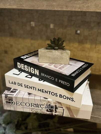 Kit Com 3 Livros Fake Livro de Mesa Caixa Organizadora Porta Objeto Decorativo