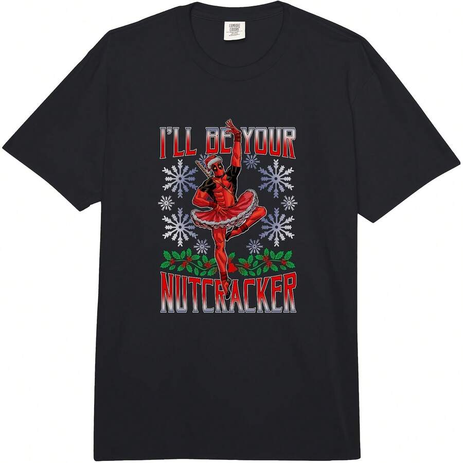Deadpool Christmas I'll Be Your Nut  Adult Heavyweight T-Shirt All Seasons,220g Pure Cotton Single-Sided Printed Crew Neck Short-Sleeved T-Shirt,Unisex Top,Base Layer - 顏色10 - 查看 1