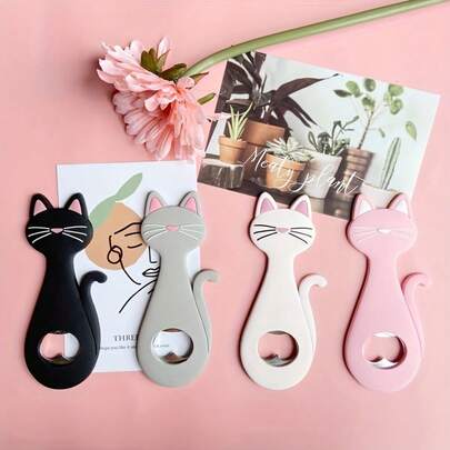 Cute Cat Black Pink Gray White Bottle Opener Cat Claw Creative Refrigerator Beer Cap Opener Kitchen Tool Magnetic Refrigerator Hook For Home Bar And Party