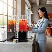 1个大容量立式饮料机 | 可视水位 + 防漏水龙头 + 出水顺畅 + 易于清洁 | 亚克力材质 | 方形简约饮料机 | 适用于家庭、餐厅、派对、露台、商业酒吧等场所 | 可盛装果汁、苏打水、冷萃咖啡、柠檬水等。实用时尚，提升聚会和日常饮用体验。 - 查看 2