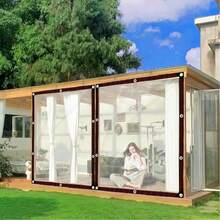 透明无色防水篷布，加固扣眼，防撕裂抽绳，防风、防尘、防水、防雪。适用于露营帐篷罩、门廊遮阳篷、庭院、花园、猪圈和露营等。 - 透明 - 查看 4