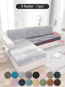 1 Vỏ đệm ghế sofa nhung co giãn hình cáo màu bạc trơn, Vỏ bảo vệ trang trí chống bụi, Thích hợp cho khách sạn, phòng ngủ, màu xám đậm, đen, sâm panh - Màu Xám nhạt - Xem 14