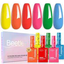Beetles 15ML 6 Colors  HEMA-Free Pastel Gel Polish - Fairy Tale Dream, Pastel Yellow Pink Blue Purple, Colorful Bottle, Soak Off UV LED Manicure - 6 Colors 15ML Hema-Free Neon Rainbow - 查看 7