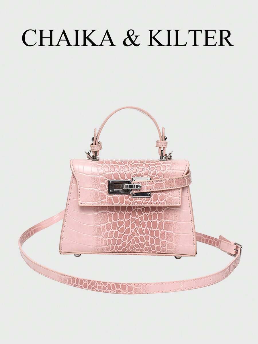 New Summer Lychee Pattern Fashion Women's Handbag, Stylish Adjustable Shoulder Strap Decoration, Minimalist Solid Color High-End Hardware Decor Commuter Shoulder Bag