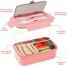 1 pièce Boîte à lunch Bento portable avec ustensiles, micro-ondes, design à 3 compartiments, convient pour le bureau, l'extérieur, l'école, le pique-nique, la rentrée scolaire - Multicolore - Voir 10
