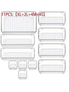 1pc/5pcs/9pcs/13pcs/25pcs Transparent Plastic Drawer Storage Boxes Set, Multiple Combination Options, Multi-Functional Bathroom Vanity Drawer Organizers, For Cosmetics, Bedroom, Kitchen Supplies, Office Items, Pet Desk Organizers, With Drawers, Space Saving, For Organizing Daily Necessities, Decorating Autumn Holidays, Room Decor, Home Decor, Autumn Decoration, Bedroom Decor - Clear - View 12