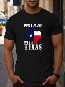 Bequemes und stylisches Texas Pride T-Shirt - Kurzarm-T-Shirt für Herren mit Rundhalsausschnitt - Atmungsaktives T-Shirt, ideal für Sommer und Outdoor-Aktivitäten, perfektes Geschenk für ihn, ideal zum Laufen, Training und fürs Fitnessstudio (lockere Passform). - Schwarz - Übersicht 1