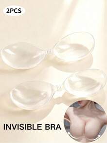 1/2/3片装隐形硅胶胸贴，无背无肩带粘性胸贴，提升胸型，适用于婚纱 - 無色 - 查看 9