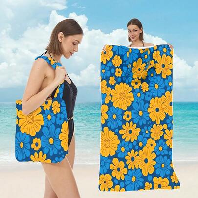 2-In-1 Beach Towel & Crossbody Bag, Foldable Beach Towel With Printed Design, Versatile For Beach Lovers And Travelers, Summer Gift, Beach Towel