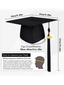 3pcs/1pc Unisex Matte Graduation Cap, 2026 Charming Graduation Cap, Adjustable Size Bachelor Cap, Tassel Decor Doctor Cap, Master Cap, Suitable For High School And Bachelor/Master Graduation Ceremony Photo - Multicolor - View 5