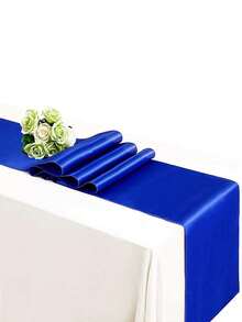 2pcs/5pcs/10pcs Royal Blue Satin Table Runner, Long Silk Table Runner, Suitable For Wedding, Baby Shower, Bridal Shower, Hotel, Home, Party, Outdoor Event, Graduation, Birthday, Wedding Reception And More Occasions - Royal Blue - View 4