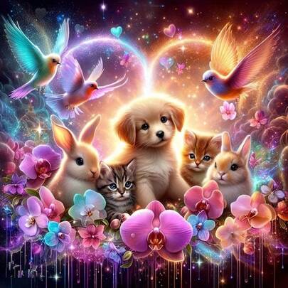 1件套DIY动物花卉5D钻石画套装，[30*30厘米/11.8*11.8英寸] [40*40厘米/15.7*15.7英寸]，适合成人初学者，DIY马赛克钻石画，全钻手工爱好，客厅、卧室、办公室墙面装饰，送给家人和朋友的惊喜礼物，无框