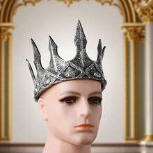 1件皇家国王皇冠，可调节皇家王子头饰，中世纪国王服装配饰，3D立体舞台表演道具，适用于角色扮演、圣诞节、生日、中东斋月装饰、月亮皇冠、头箍、服装皇冠、发饰、婚礼、皇冠、头冠、新娘配饰、头饰 - 彩色 - 查看 8