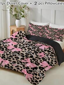 三件套前卫现代深灰色豹纹印花被套套装（1*被套+2*枕套，不含被芯），深灰色底面上饰以醒目的黑色豹纹，柔软亲肤，舒缓视觉疲劳，四季皆宜，拉链封口，适用于酒店、卧室、客房和宿舍的床上用品装饰，易于打理，时尚轻盈透气，简约现代风格。 - 彩色 - 查看 10