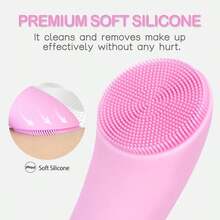 Cleansing Brush, Rechargeable Silicone Face Scrubber With Heat Massage End, Vibrating Exfoliator Scrubber Deep Cleaning, Waterproof Face Brush Women And Men (Pink) - 粉色 - 查看 7